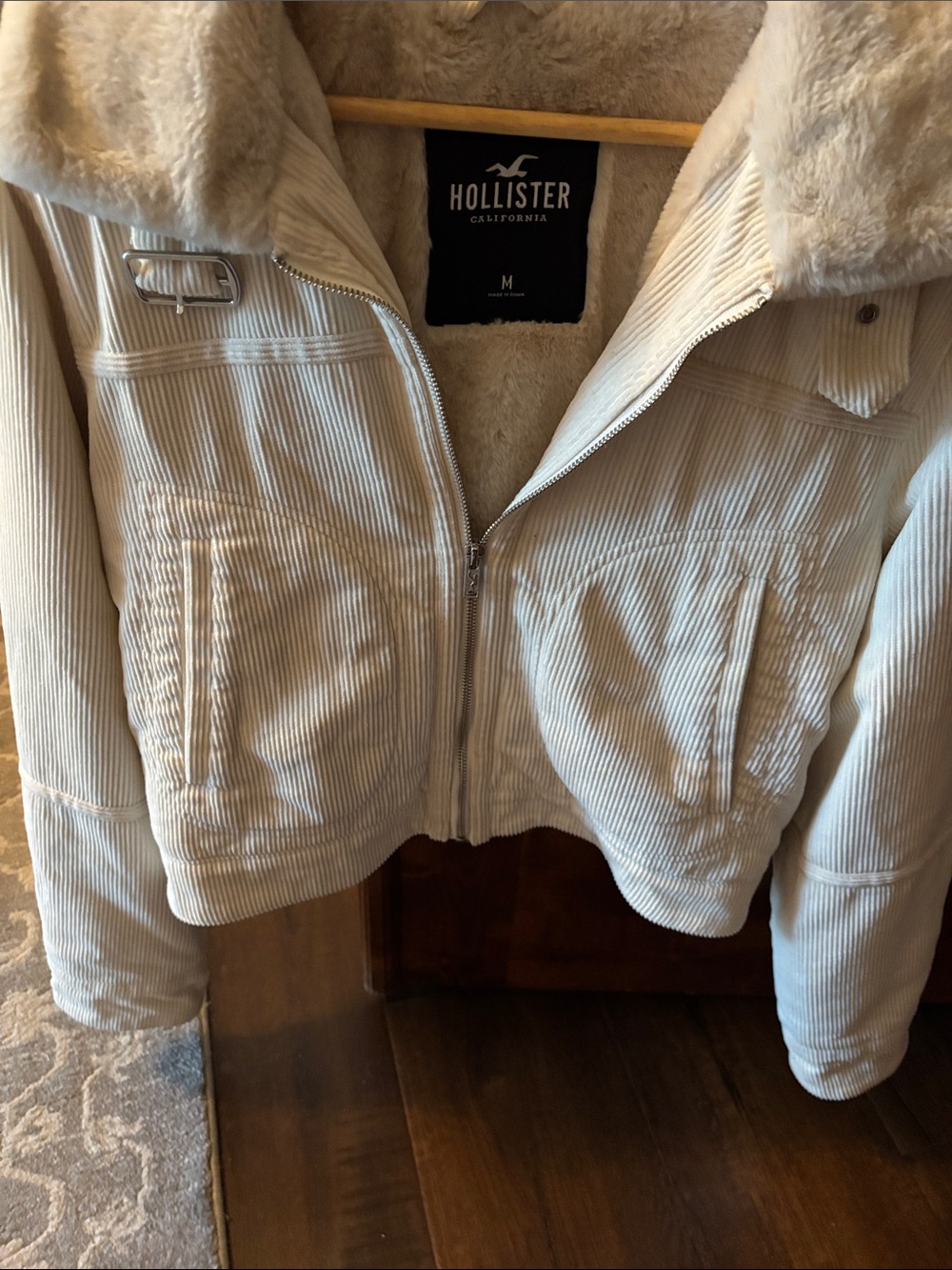 Hollister Cream Corduroy Teddy-Lined Jacket